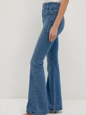 We The Free Jayde Flare Jeans Sunburst Blue Womens 30 High Waist